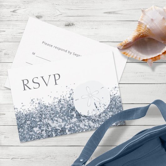 Beach Destination Blue Whimsical RSVP-kaart RSVP Kaartje
