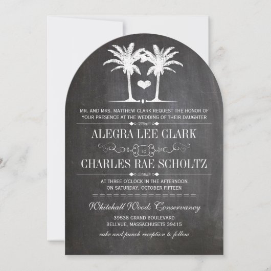 Beach Destination Chalkboard Typografie Invite Kaart (Voorkant)