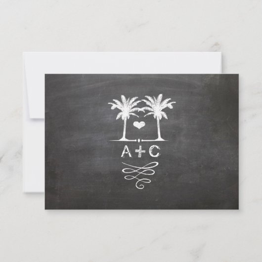 Beach Destination Chalkboard Typografie RSVP (Achterkant)