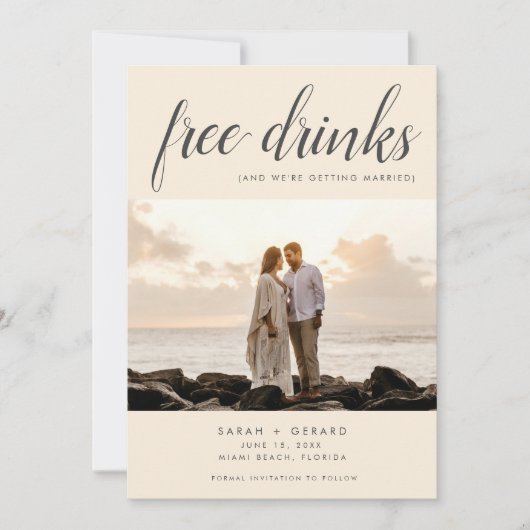 Beach Destination Elegant Photo Wedding Save The Date (Voorkant)