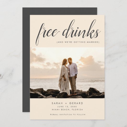 Beach Destination Elegant Photo Wedding Save The Date (Voorkant / Achterkant)