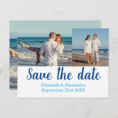 Beach Destination Photo Collage Save the Date Card Briefkaart (Voorkant / Achterkant)