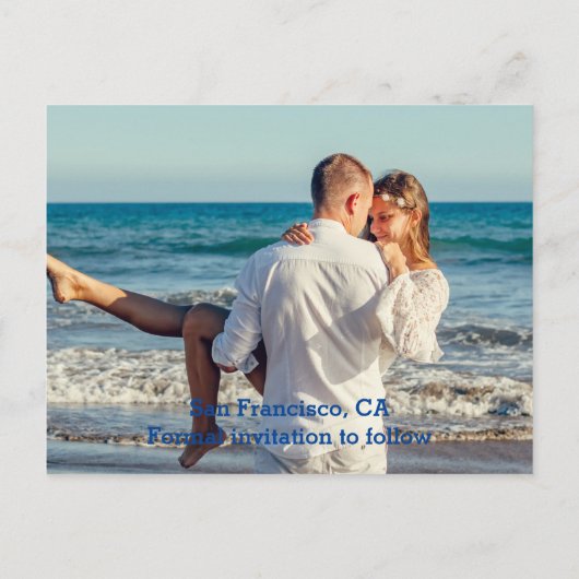 Beach Destination Photo Collage Save the Date Card Briefkaart (Achterkant)