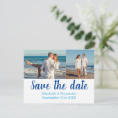 Beach Destination Photo Collage Save the Date Card Briefkaart (Staand voorkant)
