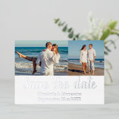 Beach Destination Photo Collage Save the Date Card Folie Uitnodiging (Staand Voorkant)