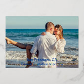 Beach Destination Photo Collage Save the Date Card Folie Uitnodiging (Achterkant)