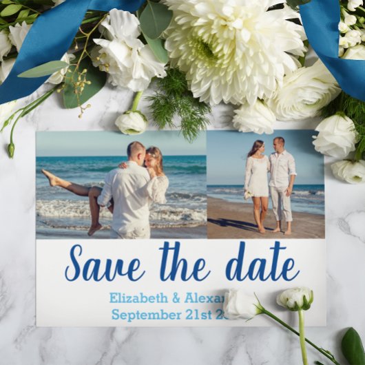 Beach Destination Photo Collage Save the Date Card Kaart