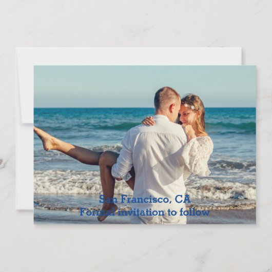 Beach Destination Photo Collage Save the Date Card Kaart (Achterkant)