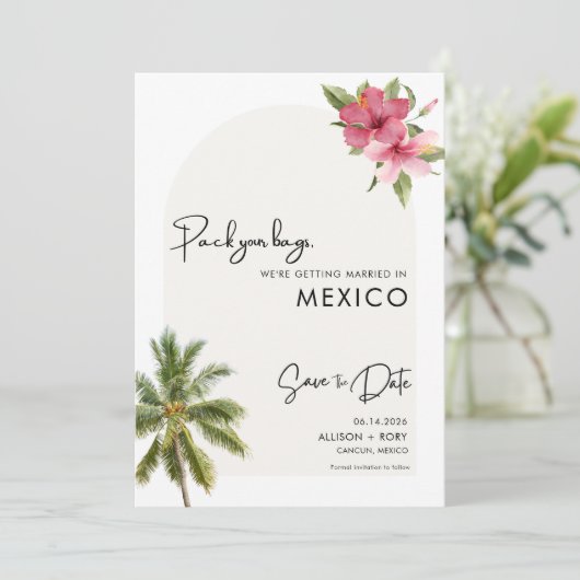 Beach Destination Photo Wedding Save The Date (Staand voorkant)