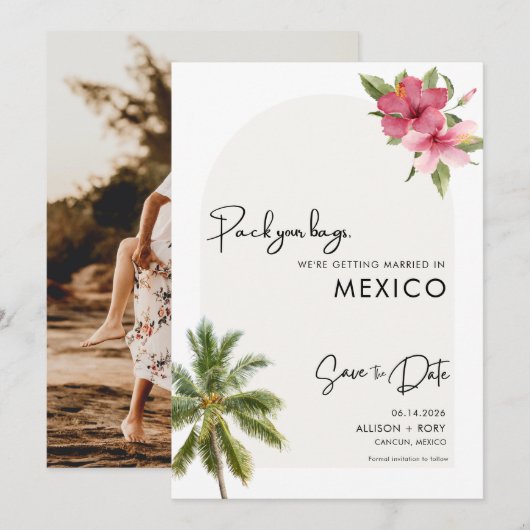 Beach Destination Photo Wedding Save The Date (Voorkant / Achterkant)