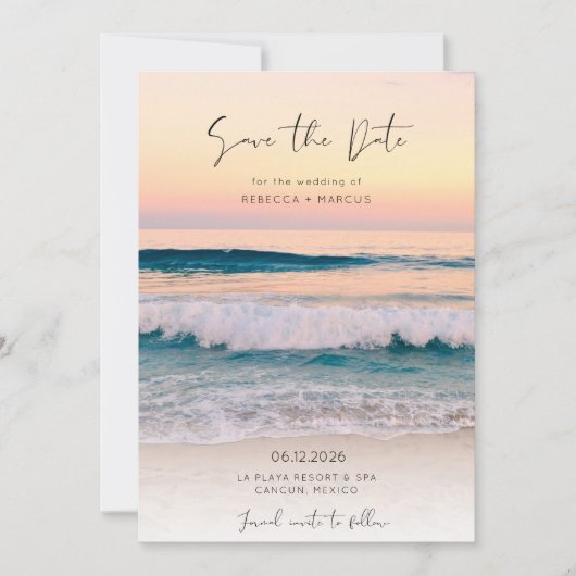 Beach Destination Photo Wedding Save The Date (Voorkant)