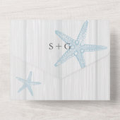 Beach Destination Rustic Starfish Wedding All In One Uitnodiging (Achterkant)