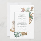 Beach Destination Tropical Leaf Floral Wedding Kaart (Voorkant)