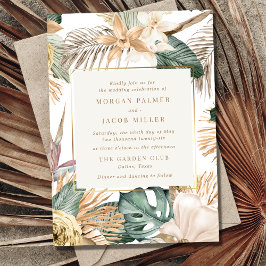 Beach Destination Tropical Leaf Wedding Kaart