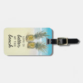 Beach Destination Tropical Pineapple Bag Attentie Bagagelabel (Voorkant horizontaal)