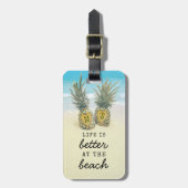Beach Destination Tropical Pineapple Bag Attentie Bagagelabel (Voorkant verticaal)