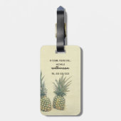 Beach Destination Tropical Pineapple Bag Attentie Bagagelabel (Achterkant verticaal)
