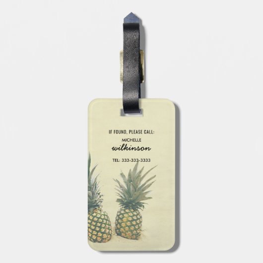 Beach Destination Tropical Pineapple Bag Attentie Bagagelabel (Achterkant verticaal)