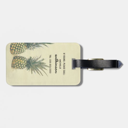 Beach Destination Tropical Pineapple Bag Attentie Bagagelabel (Achterkant horizontaal)