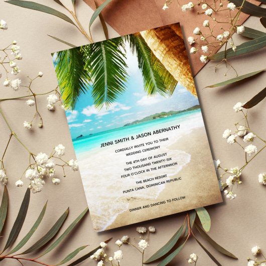 Beach Destination Tropical Wedding Invitation Aankondiging