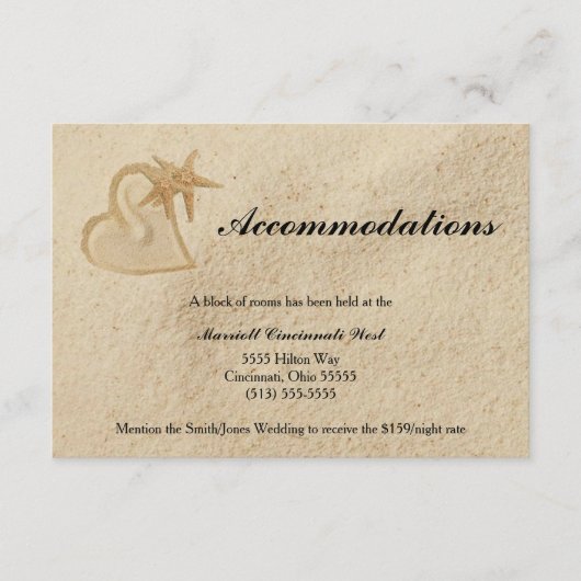 Beach Destination Wedding Accommodatie Card Informatiekaartje (Voorkant)