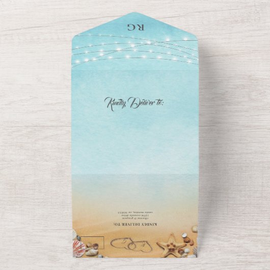 Beach Destination Wedding All In One Uitnodiging (Buitenkant)