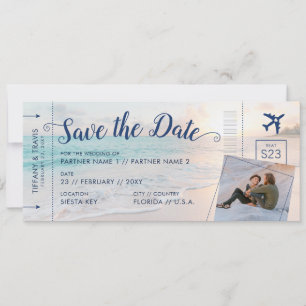 Beach Destination Wedding Boarding Pass Photo Save The Date