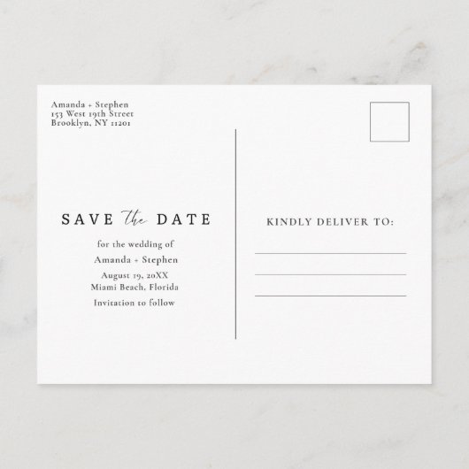 Beach Destination Wedding Budget sparen de Datum Aankondigingskaart (Achterkant)