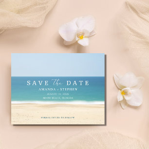 Beach Destination Wedding Budget sparen de Datum Aankondigingskaart