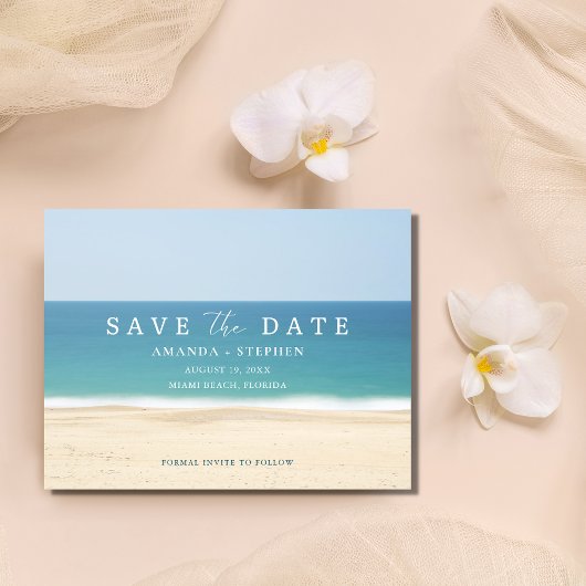 Beach Destination Wedding Budget sparen de Datum Aankondigingskaart