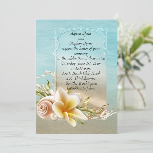Beach Destination Wedding Invitation Kaart (Staand voorkant)