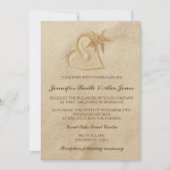 Beach Destination Wedding Invitation Sand & Heart Kaart (Voorkant)