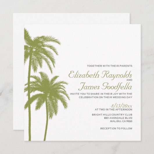 Beach Destination Wedding Invitations Kaart (Voorkant / Achterkant)