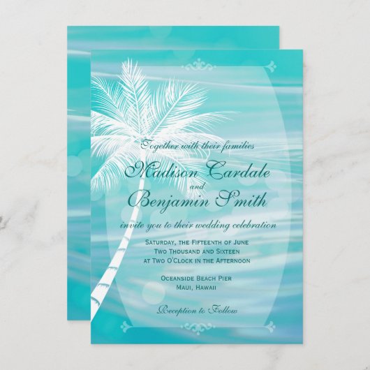 Beach Destination Wedding Invitding Kaart (Voorkant / Achterkant)