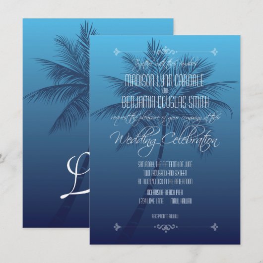 Beach Destination Wedding Invitding Kaart (Voorkant / Achterkant)