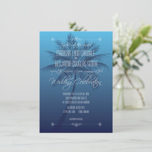 Beach Destination Wedding Invitding Kaart (Staand voorkant)