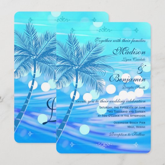 Beach Destination Wedding Invitding Kaart (Voorkant / Achterkant)