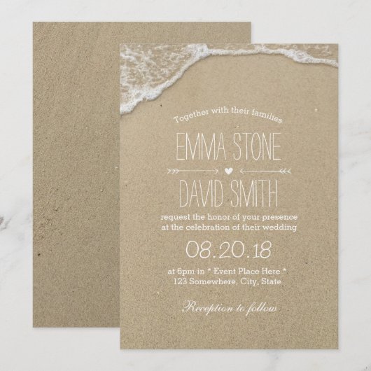 Beach Destination Wedding Invitting Kaart (Voorkant / Achterkant)