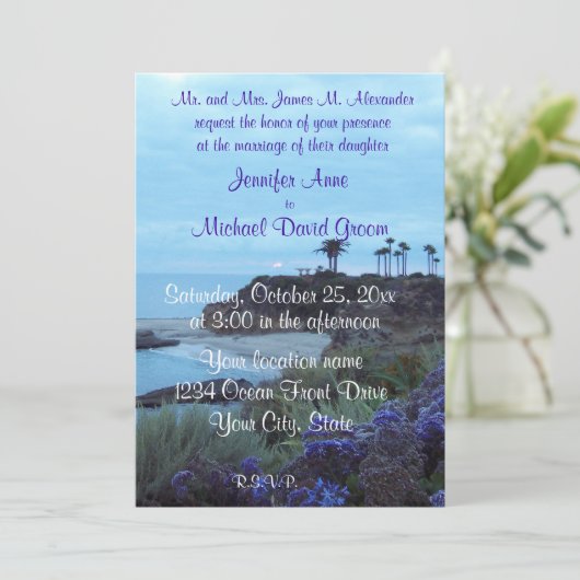 Beach Destination Wedding Kaart (Staand voorkant)