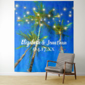 Beach Destination Wedding Palm Trees String Lights Wandkleed (In situ)
