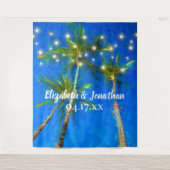Beach Destination Wedding Palm Trees String Lights Wandkleed (Voorkant)