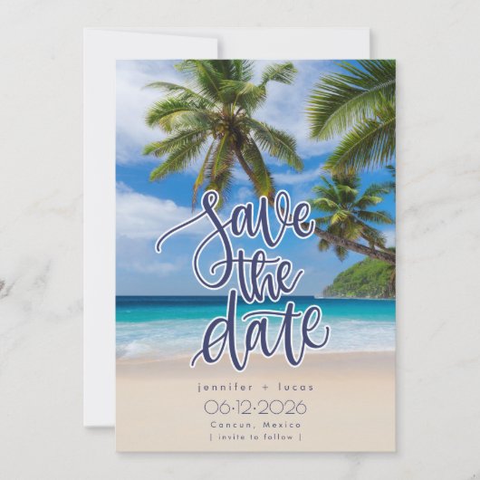 Beach Destination Wedding Photo Save the Date (Voorkant)