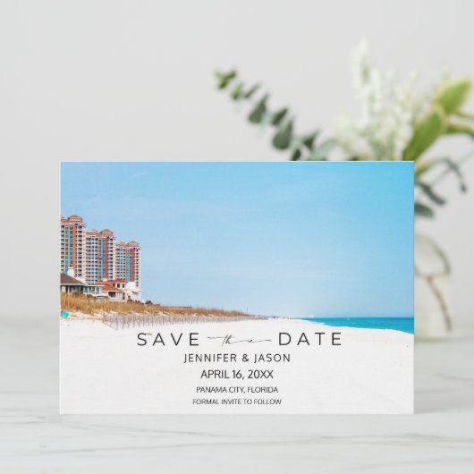 Beach Destination Wedding Photo Save the Date (Staand voorkant)