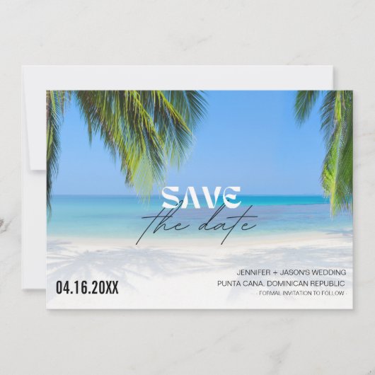Beach Destination Wedding Photo Save The Date (Voorkant)