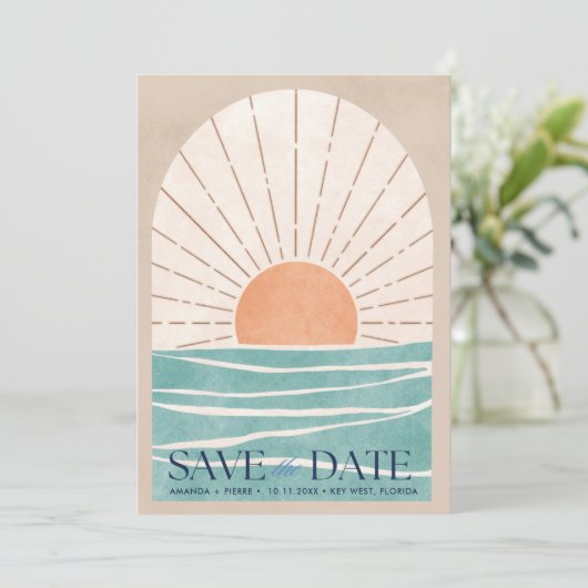Beach Destination Wedding Photo Save the Date (Staand voorkant)