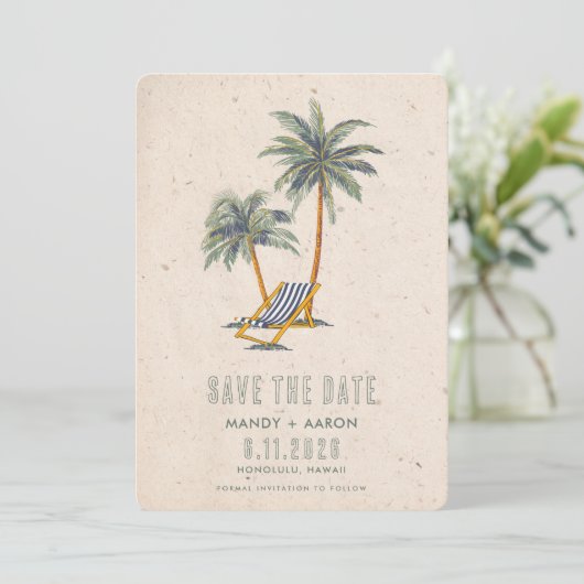 Beach Destination Wedding Photo Save The Date (Staand voorkant)