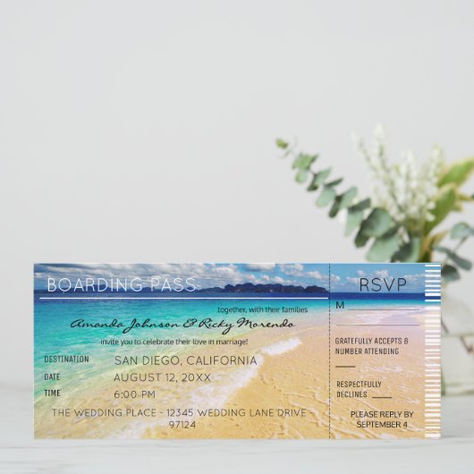 Beach Destination Wedding RSVP 2 Kaart (Staand voorkant)