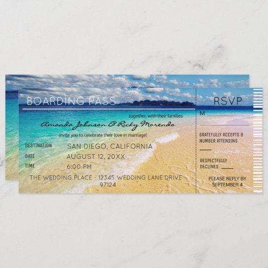Beach Destination Wedding RSVP 2 Kaart (Voorkant / Achterkant)