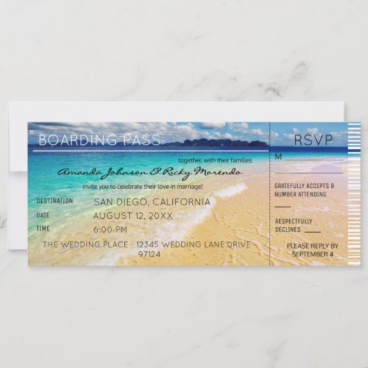 Beach Destination Wedding RSVP 2 Kaart (Voorkant)