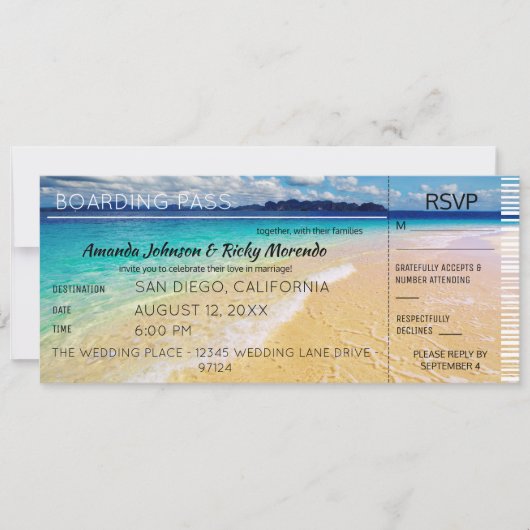 Beach Destination Wedding RSVP Kaart (Voorkant)